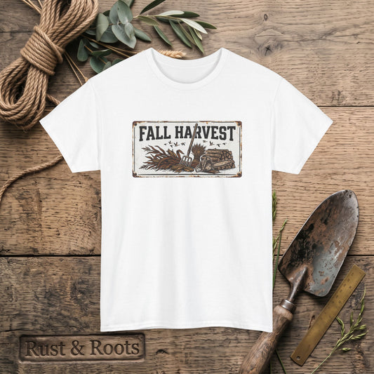 Fall Harvest Tee — Rustic Pumpkin & Scarecrow Autumn Farm Shirt