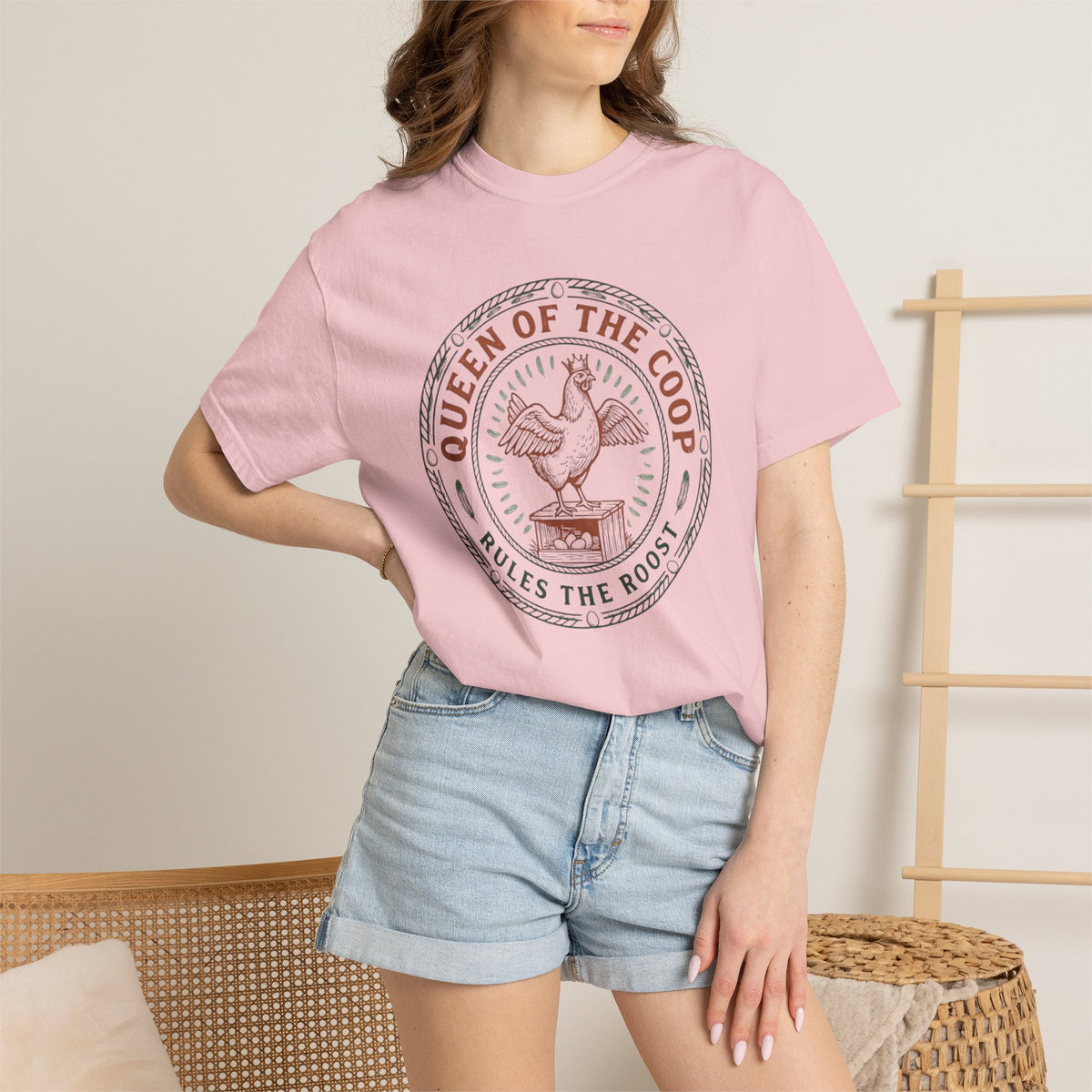 Queen of the Coop T-Shirt – Vintage Farm Chicken Tee ("Queen of the Coop Rules the Roost")