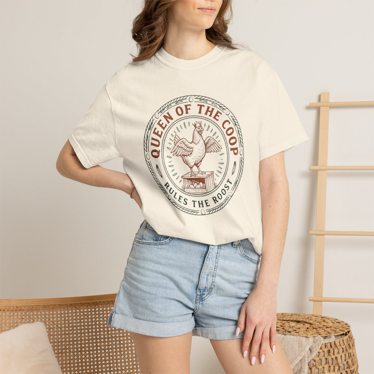 Queen of the Coop T-Shirt – Vintage Farm Chicken Tee ("Queen of the Coop Rules the Roost")
