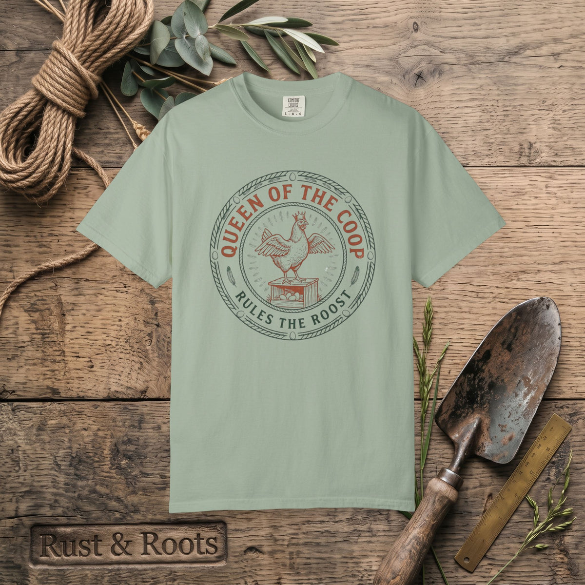 Queen of the Coop T-Shirt – Vintage Farm Chicken Tee ("Queen of the Coop Rules the Roost")