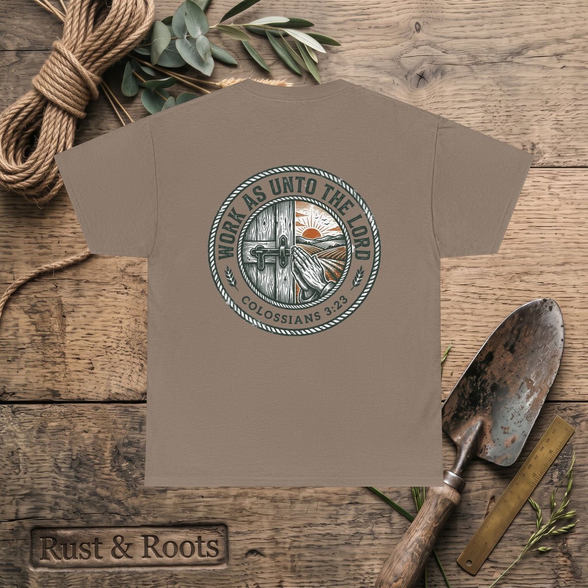 T-Shirt — “Work As Unto The Lord” Christian Faith Tee (Colossians 3:23)