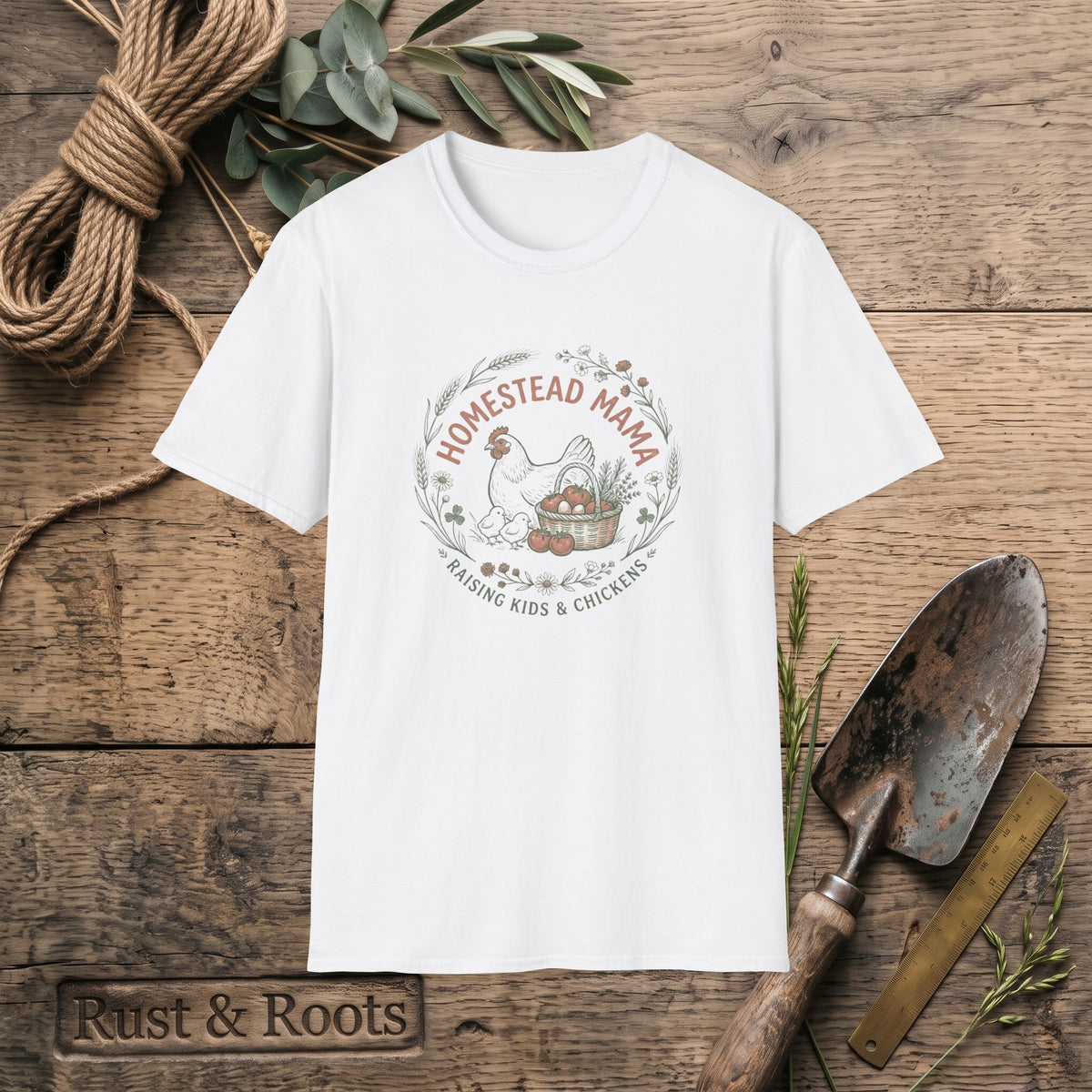 Homestead Mama T-Shirt — Farmhouse Chicken & Egg Vintage Graphic Tee
