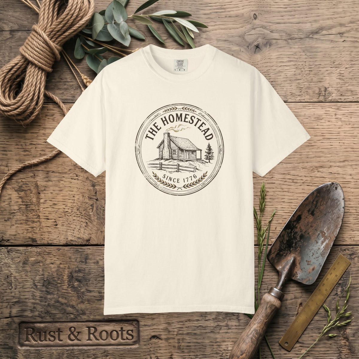 The Homestead Cabin T-Shirt — Vintage Farmhouse Graphic Tee