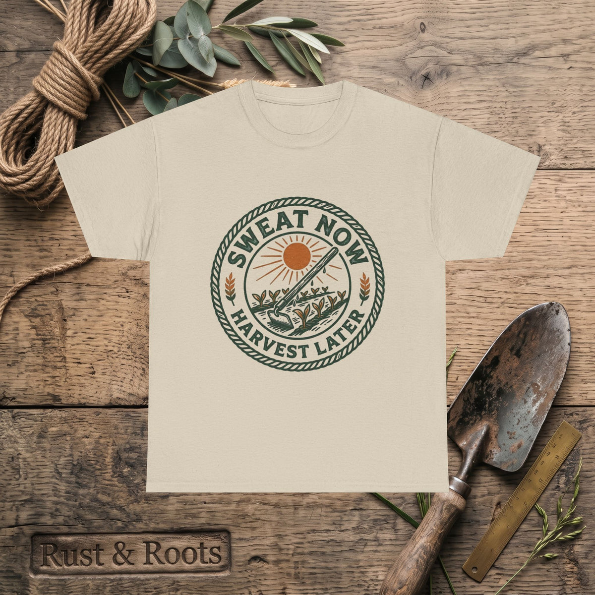 T-Shirt — "Sweat Now, Harvest Later" Vintage Farmwork Tee