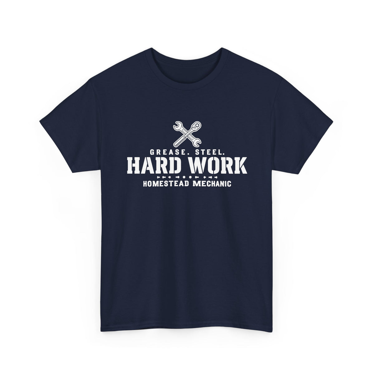 Hard Work Homestead Mechanic T‑Shirt — Grease, Steel Vintage Wrench Tee