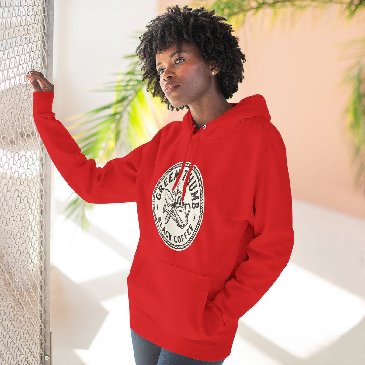 Coffee Logo Hoodie — “Green Thumb Black Coffee” Graphic Pullover