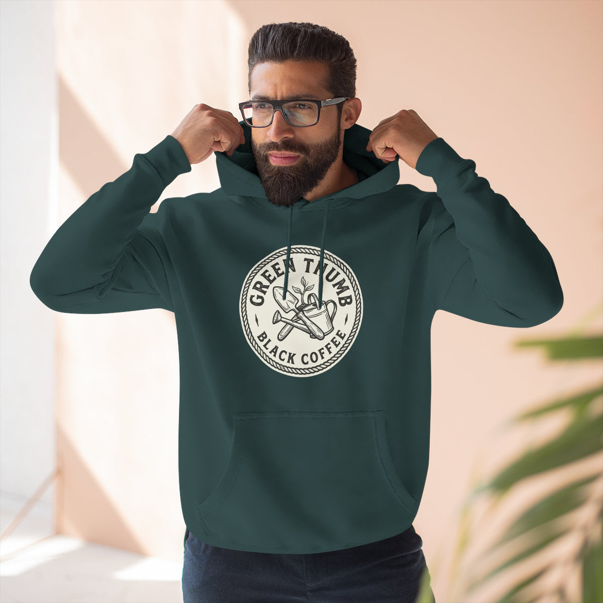Coffee Logo Hoodie — “Green Thumb Black Coffee” Graphic Pullover