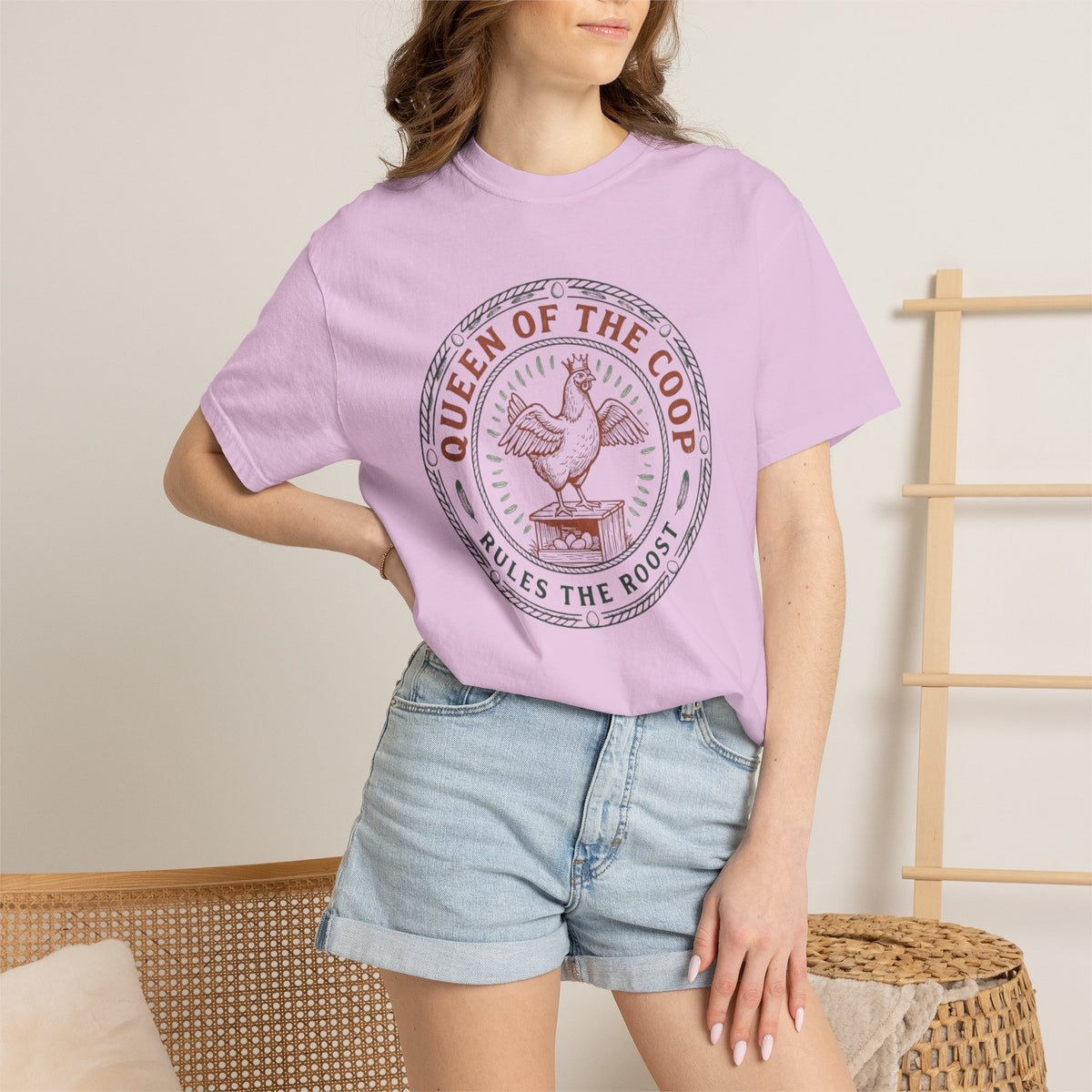 Queen of the Coop T-Shirt – Vintage Farm Chicken Tee ("Queen of the Coop Rules the Roost")