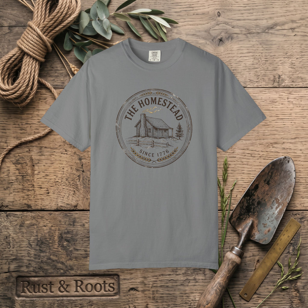 The Homestead Cabin T-Shirt — Vintage Farmhouse Graphic Tee