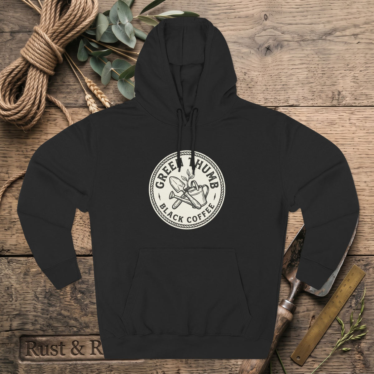 Coffee Logo Hoodie — “Green Thumb Black Coffee” Graphic Pullover