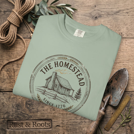 The Homestead Cabin T-Shirt — Vintage Farmhouse Graphic Tee