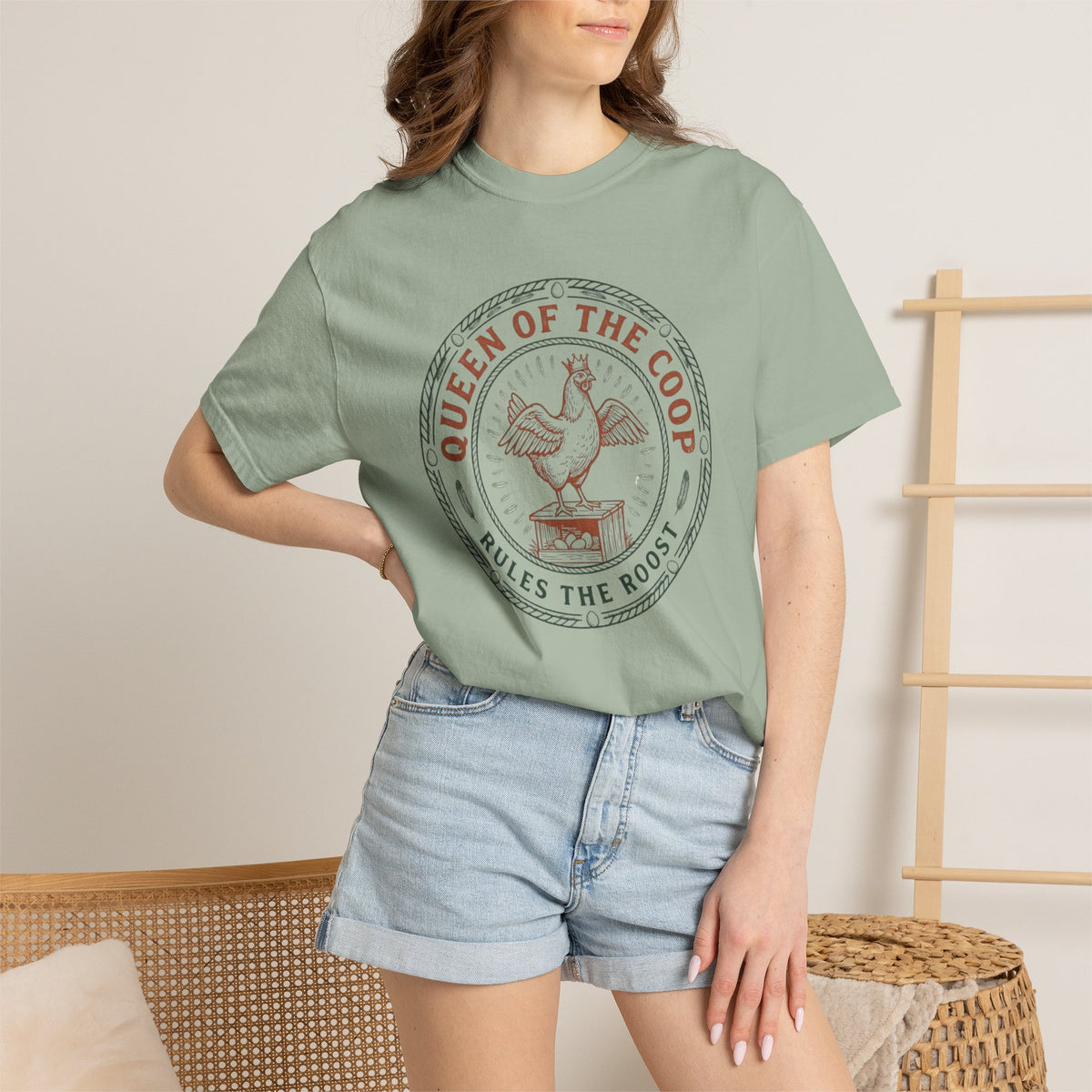 Queen of the Coop T-Shirt – Vintage Farm Chicken Tee ("Queen of the Coop Rules the Roost")