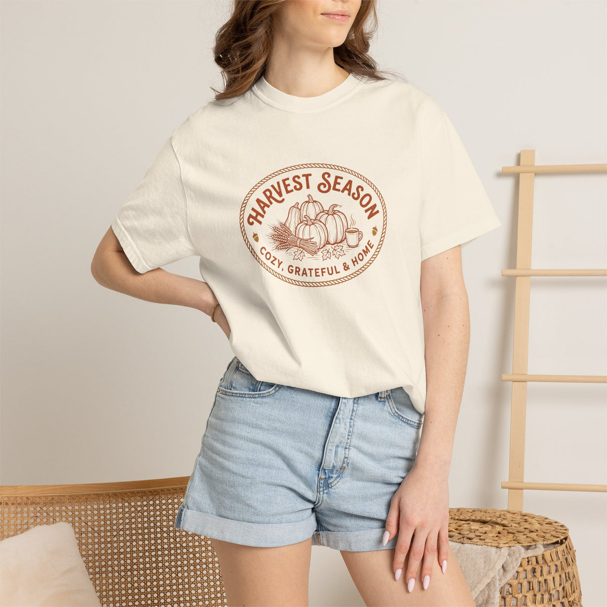 Harvest Season T-Shirt — Cozy Grateful & Home Pumpkin Tee