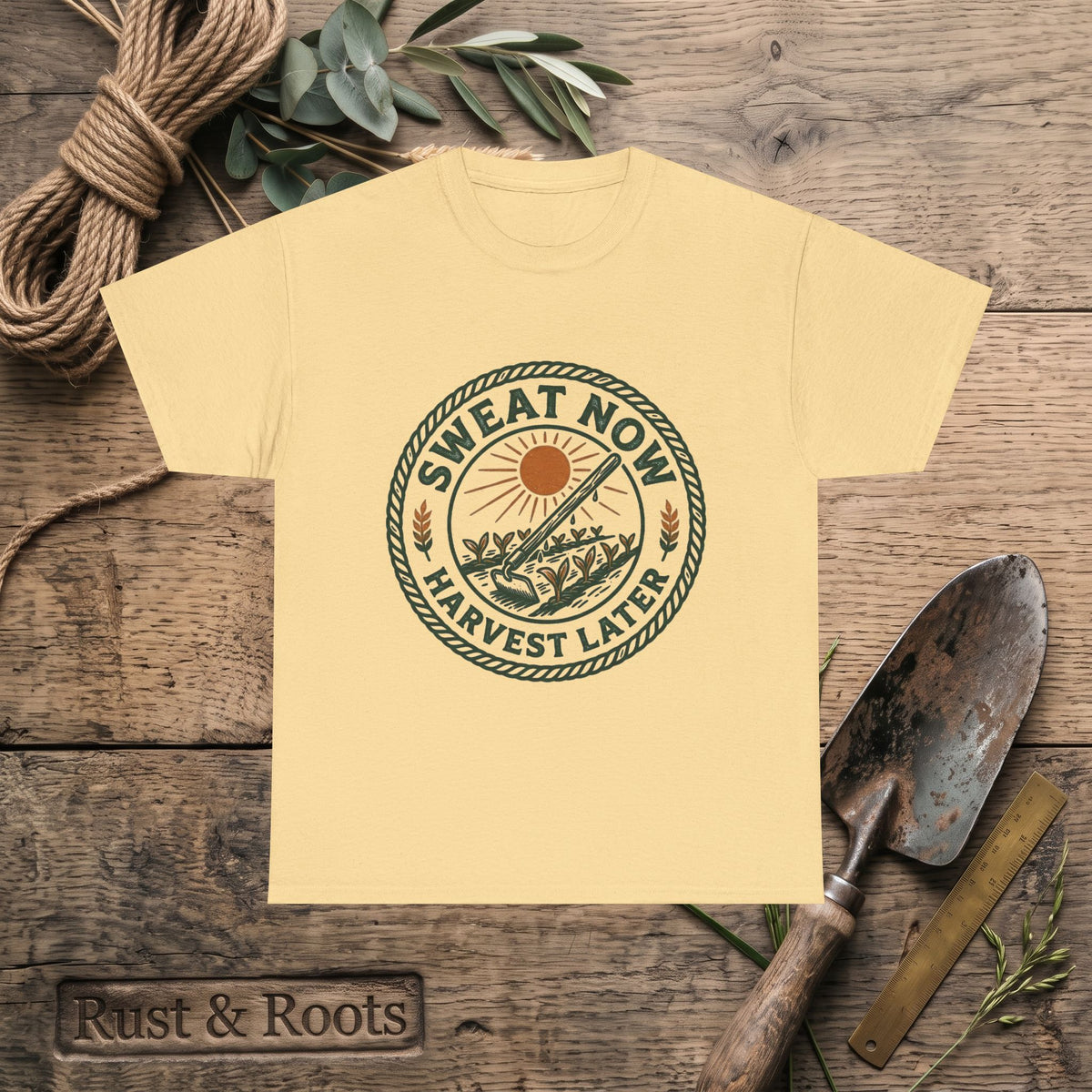 T-Shirt — "Sweat Now, Harvest Later" Vintage Farmwork Tee