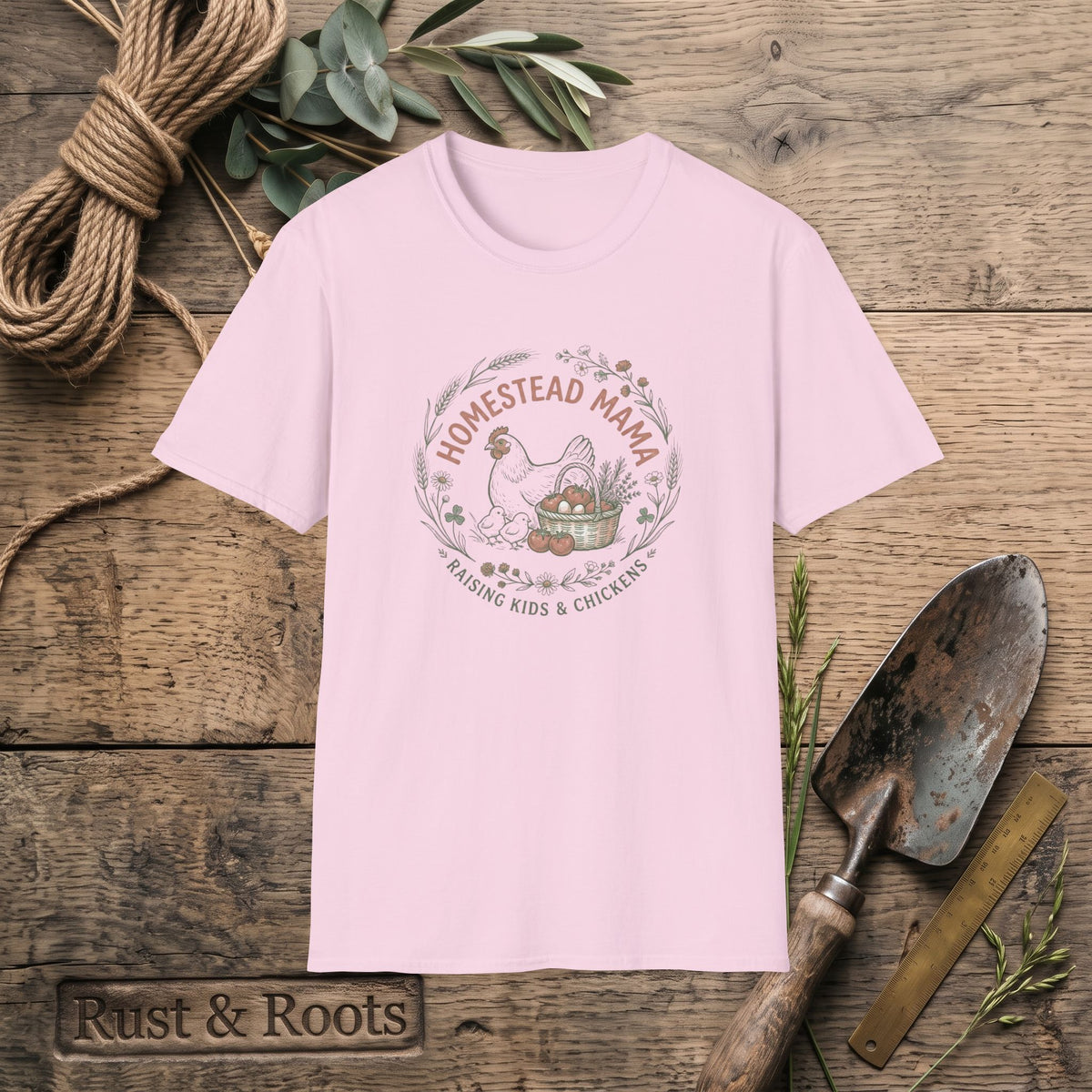 Homestead Mama T-Shirt — Farmhouse Chicken & Egg Vintage Graphic Tee