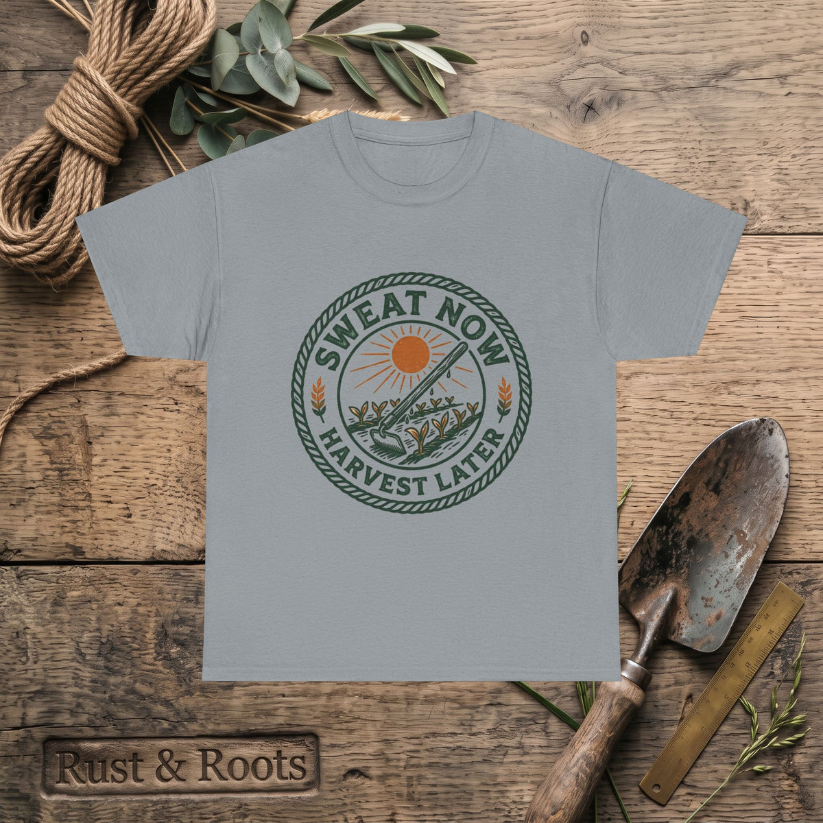 T-Shirt — "Sweat Now, Harvest Later" Vintage Farmwork Tee