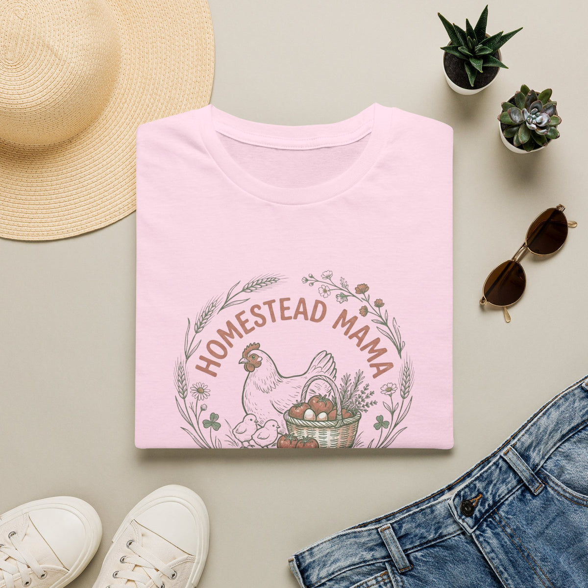 Homestead Mama T-Shirt — Farmhouse Chicken & Egg Vintage Graphic Tee