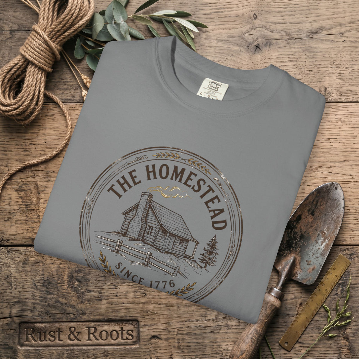The Homestead Cabin T-Shirt — Vintage Farmhouse Graphic Tee