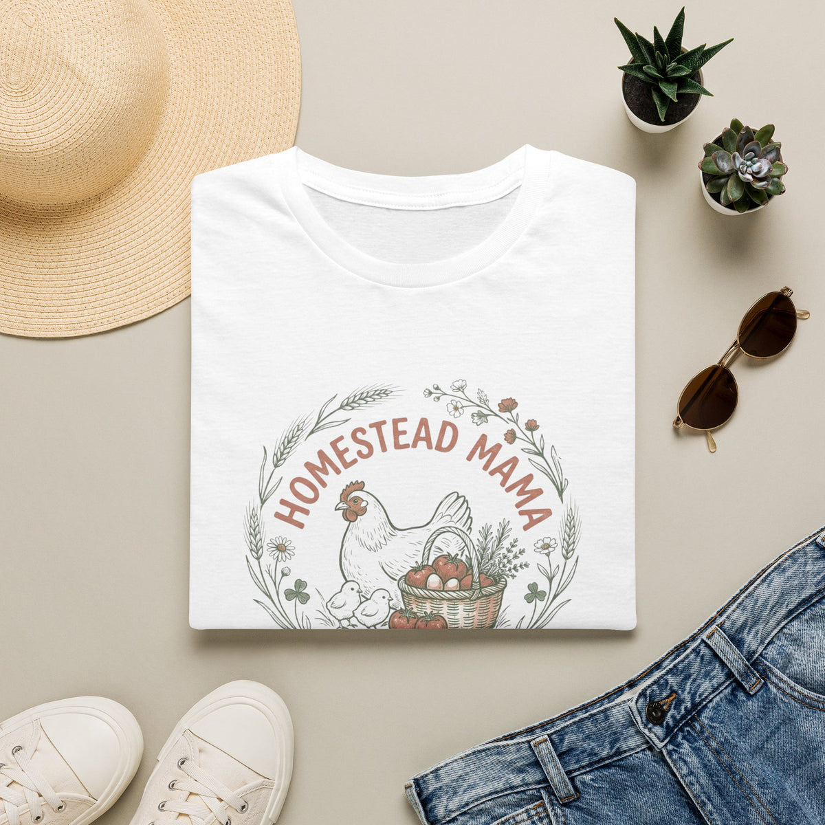 Homestead Mama T-Shirt — Farmhouse Chicken & Egg Vintage Graphic Tee