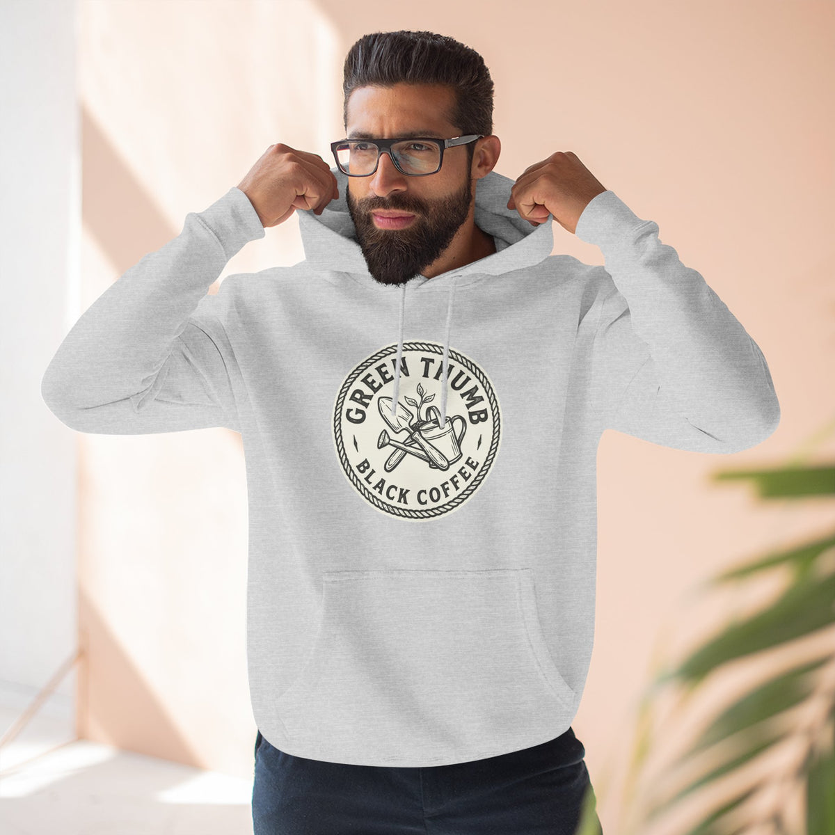 Coffee Logo Hoodie — “Green Thumb Black Coffee” Graphic Pullover