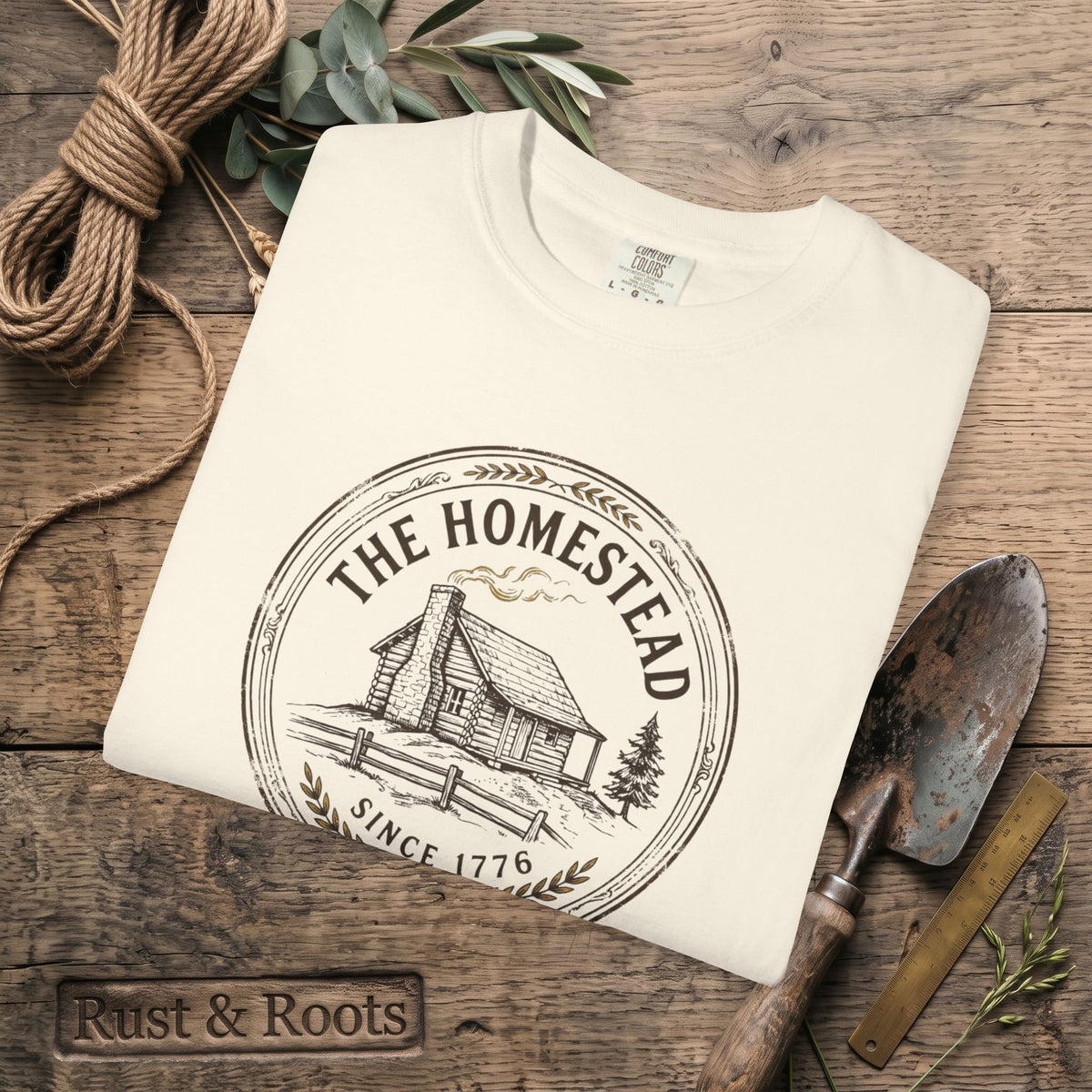 The Homestead Cabin T-Shirt — Vintage Farmhouse Graphic Tee