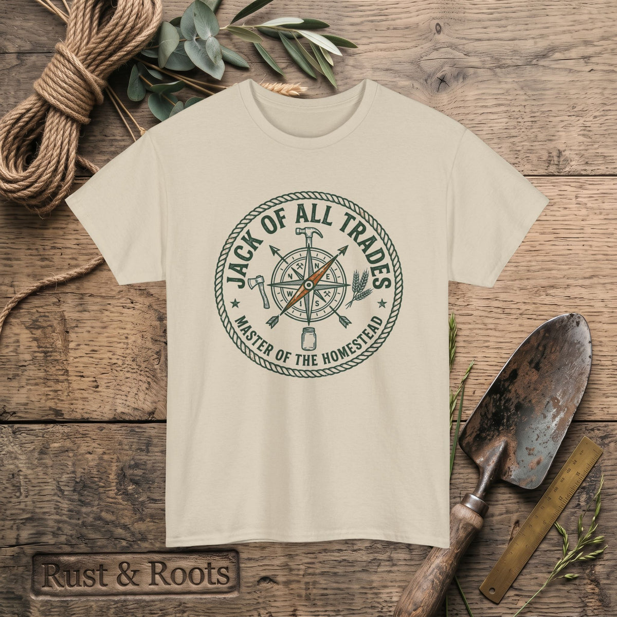 Jack of All Trades T‑Shirt – Master of the Homestead Compass Tee