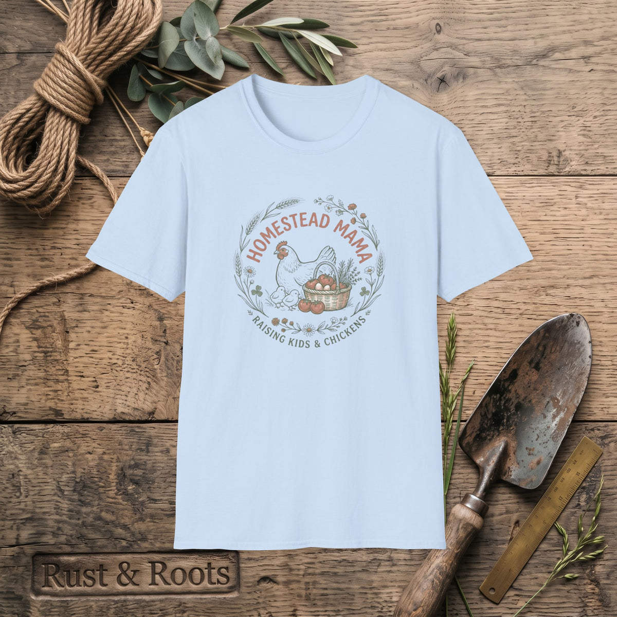 Homestead Mama T-Shirt — Farmhouse Chicken & Egg Vintage Graphic Tee