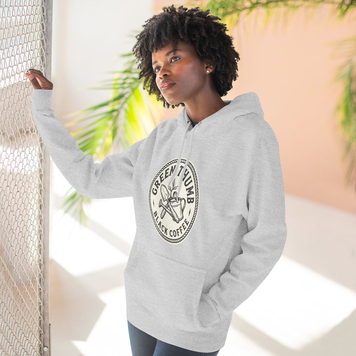 Coffee Logo Hoodie — “Green Thumb Black Coffee” Graphic Pullover