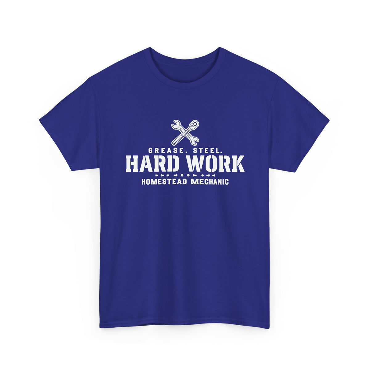 Hard Work Homestead Mechanic T‑Shirt — Grease, Steel Vintage Wrench Tee