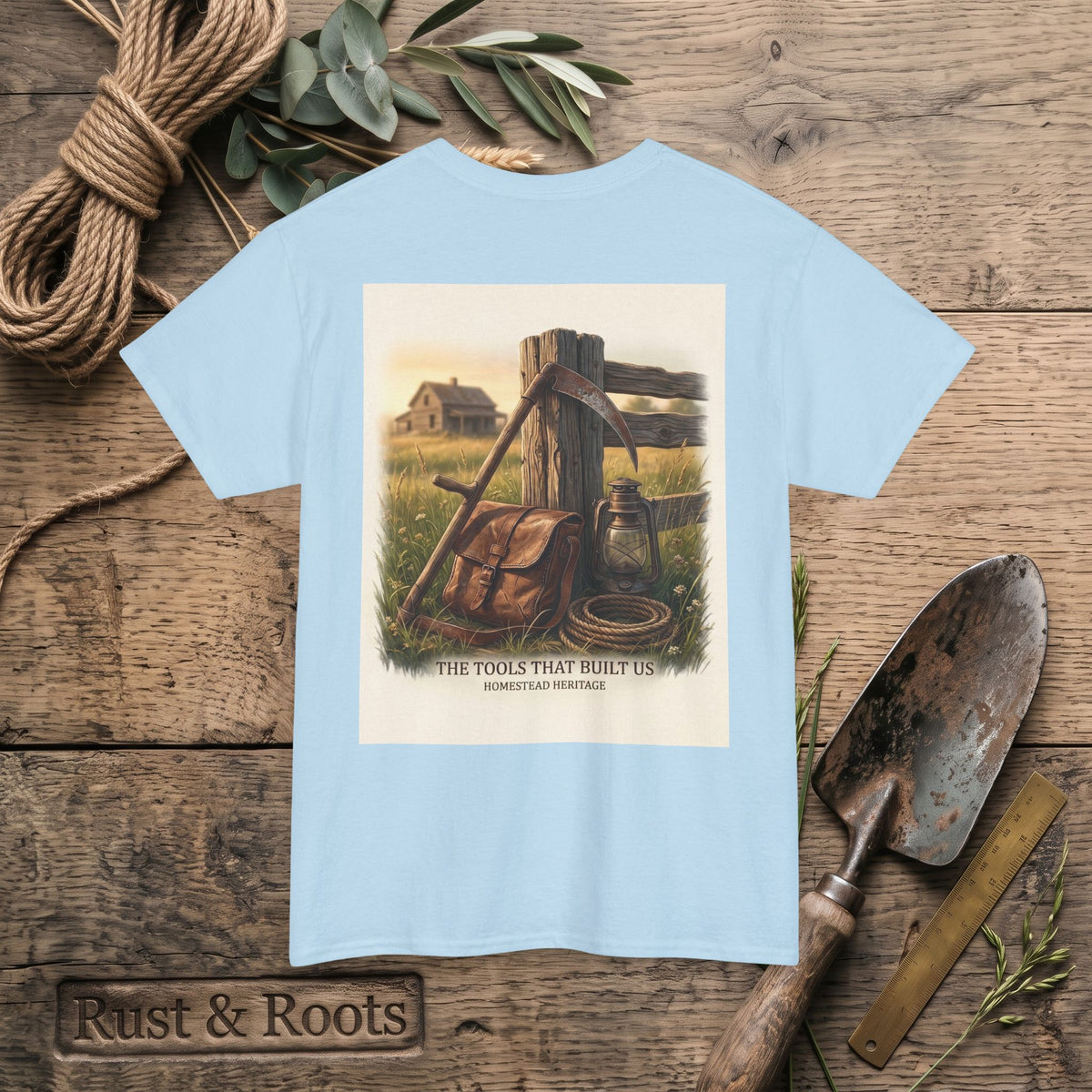 Farm Tools Graphic Tee — "The Tools That Built Us" Vintage Rural Shirt