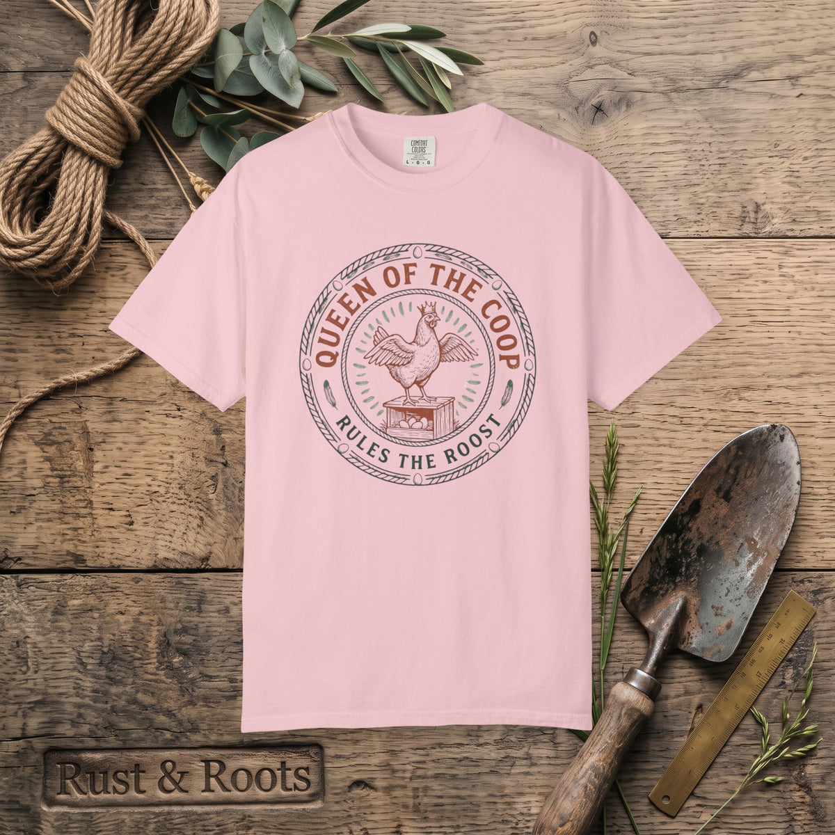 Queen of the Coop T-Shirt – Vintage Farm Chicken Tee ("Queen of the Coop Rules the Roost")