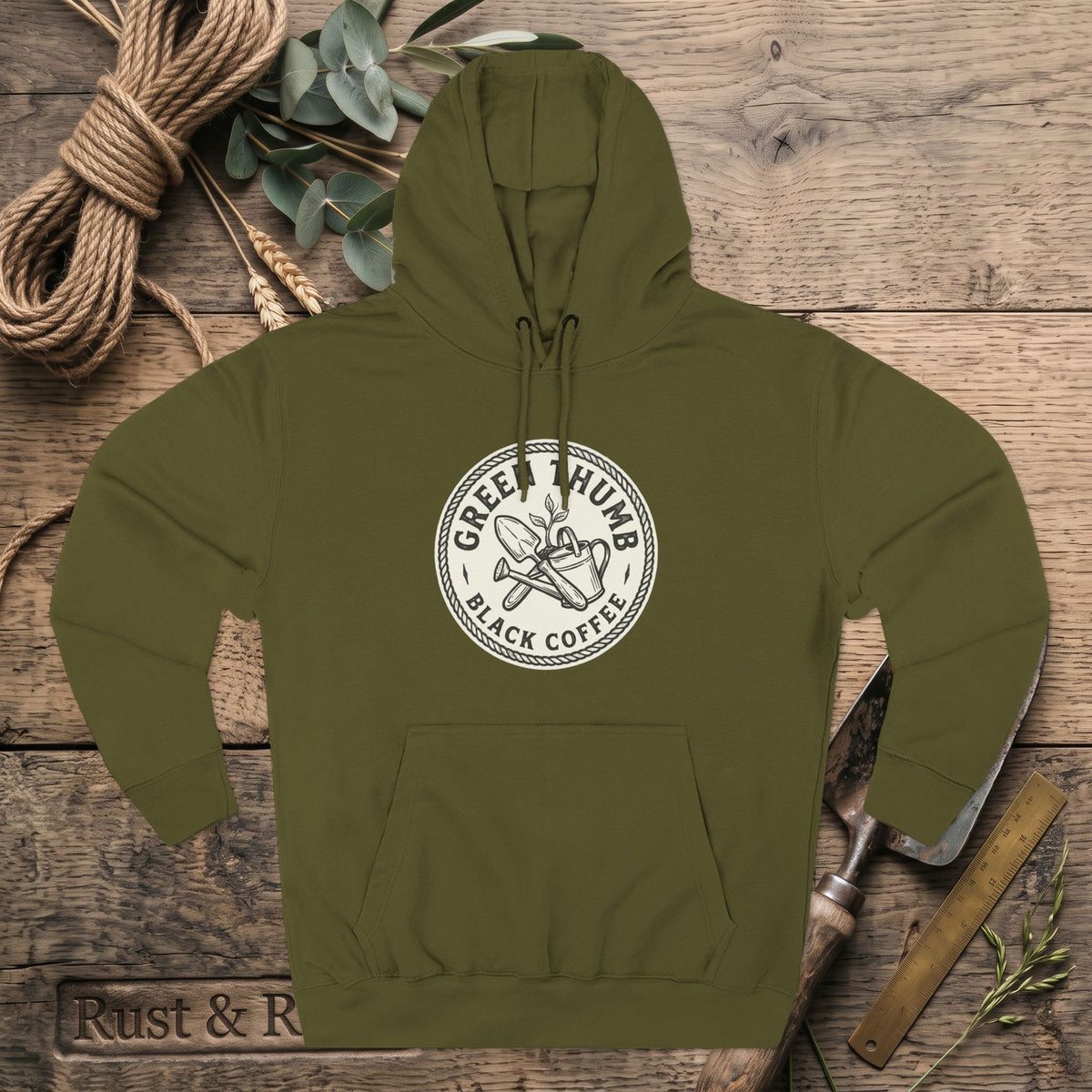 Coffee Logo Hoodie — “Green Thumb Black Coffee” Graphic Pullover