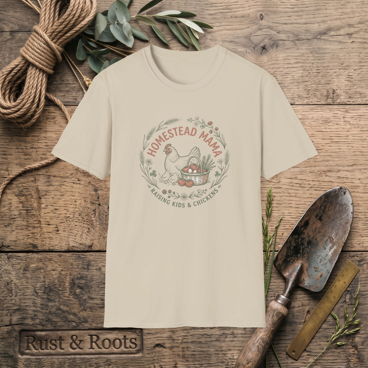 Homestead Mama T-Shirt — Farmhouse Chicken & Egg Vintage Graphic Tee