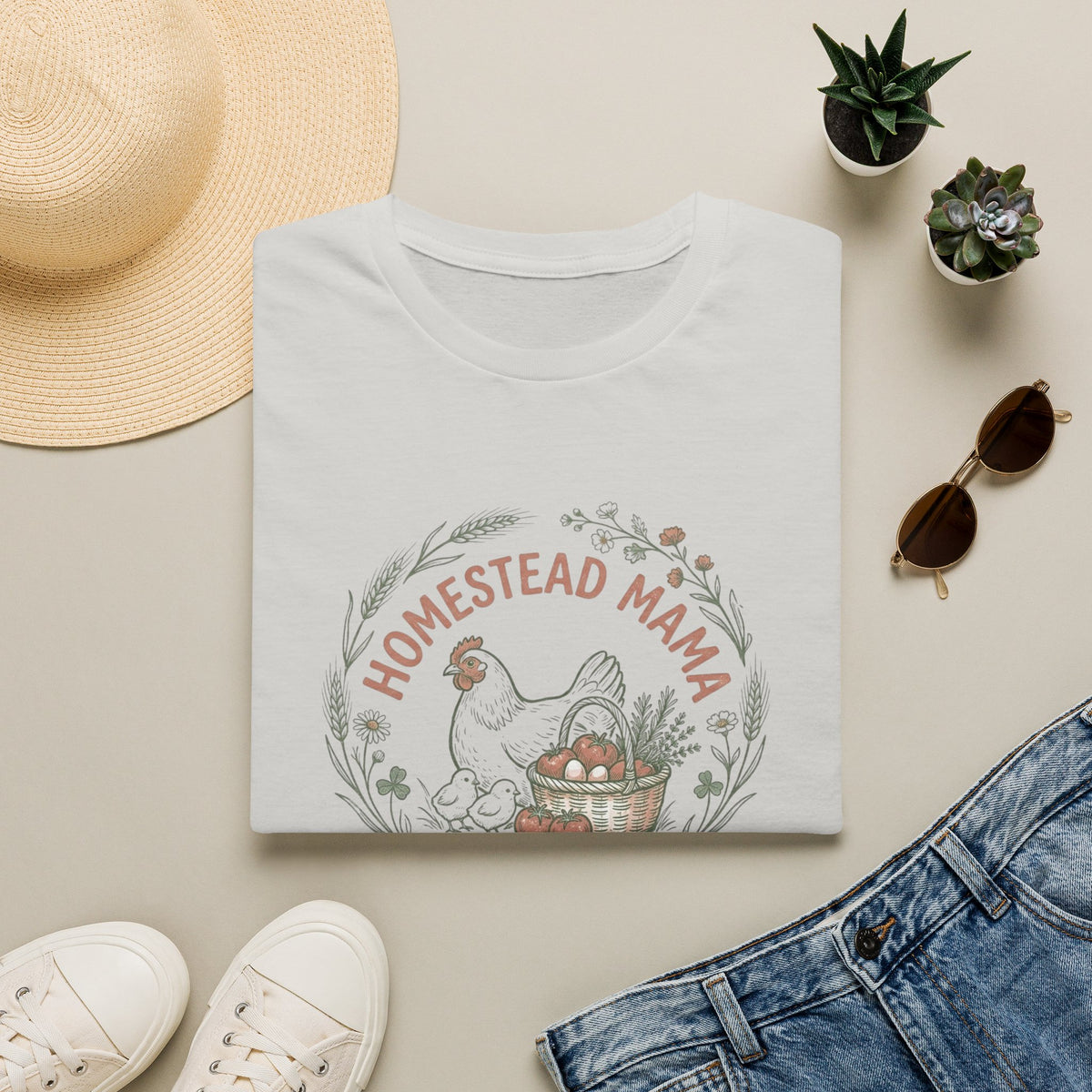 Homestead Mama T-Shirt — Farmhouse Chicken & Egg Vintage Graphic Tee