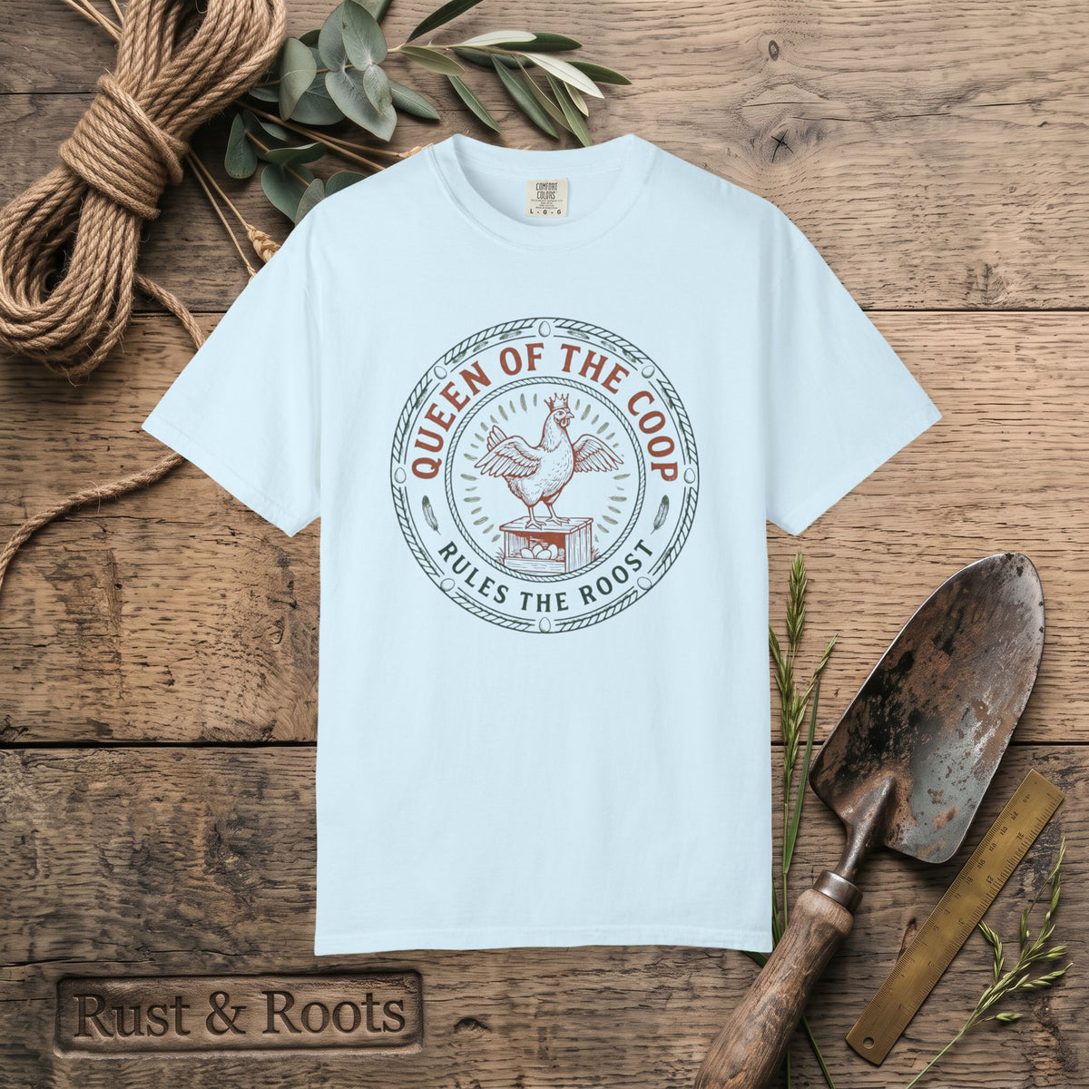 Queen of the Coop T-Shirt – Vintage Farm Chicken Tee ("Queen of the Coop Rules the Roost")