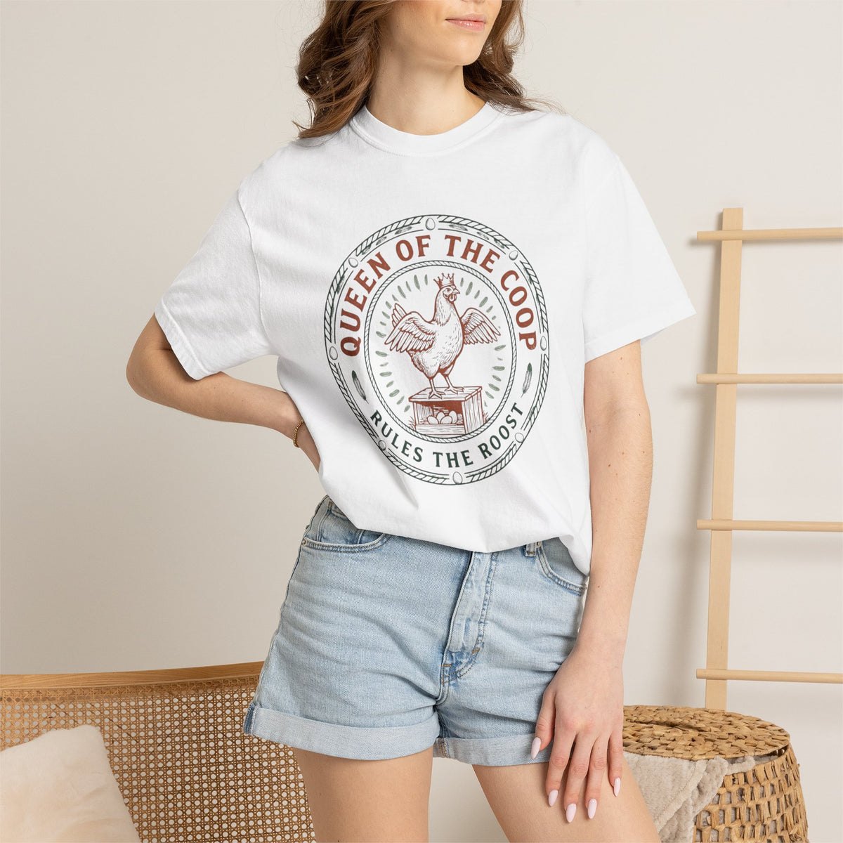 Queen of the Coop T-Shirt – Vintage Farm Chicken Tee ("Queen of the Coop Rules the Roost")