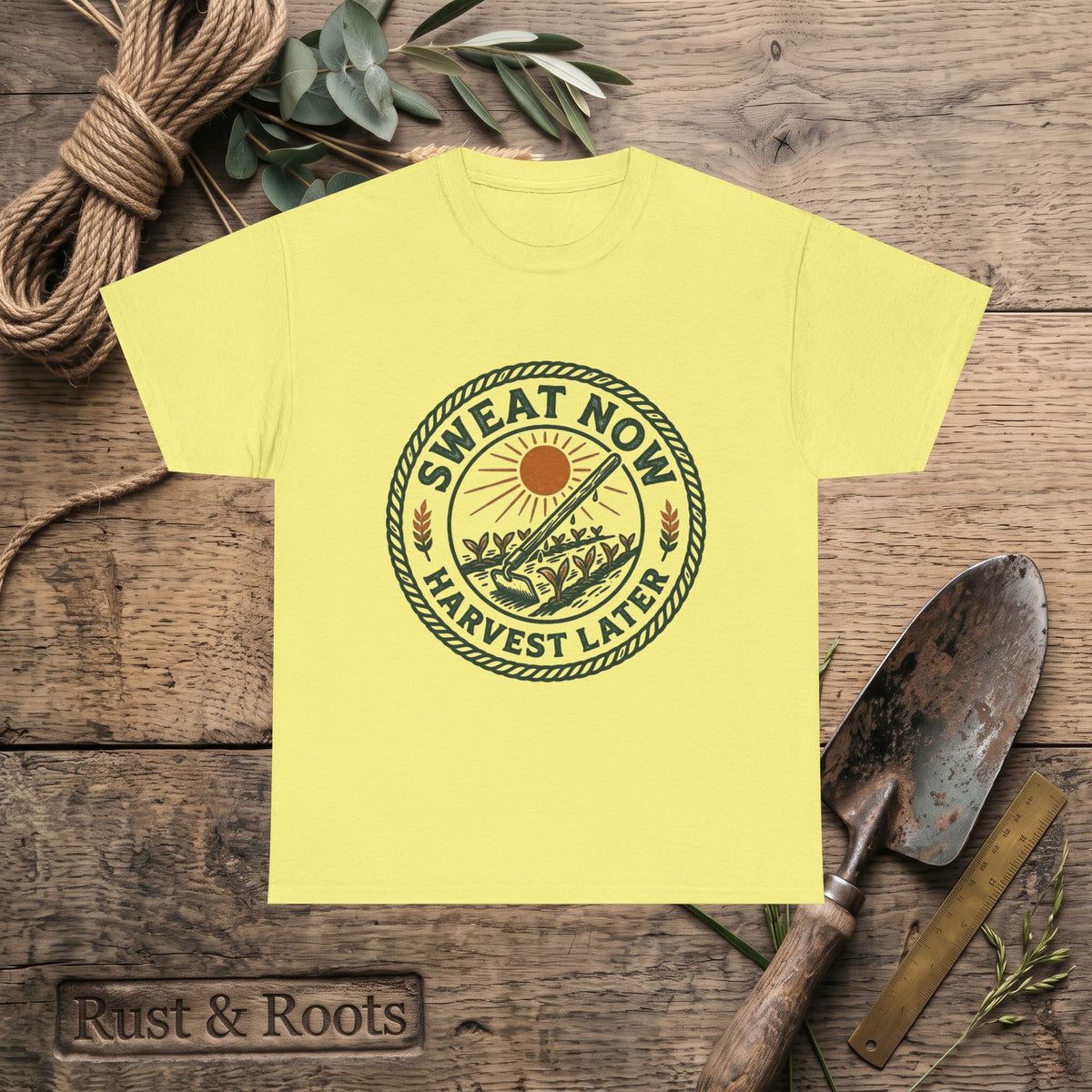 T-Shirt — "Sweat Now, Harvest Later" Vintage Farmwork Tee