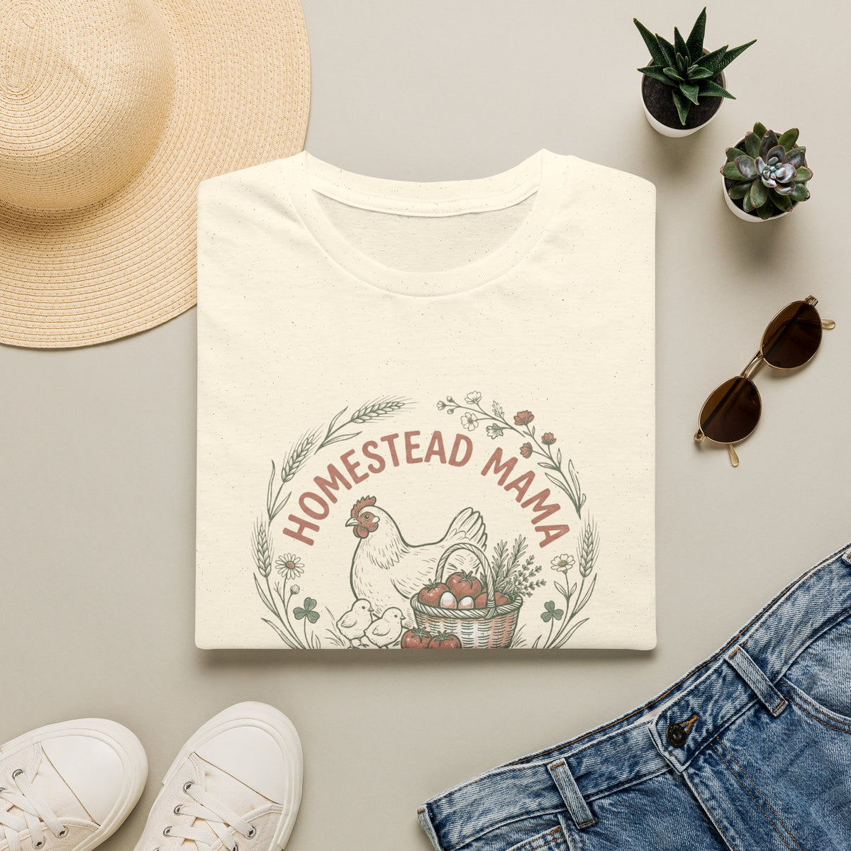 Homestead Mama T-Shirt — Farmhouse Chicken & Egg Vintage Graphic Tee