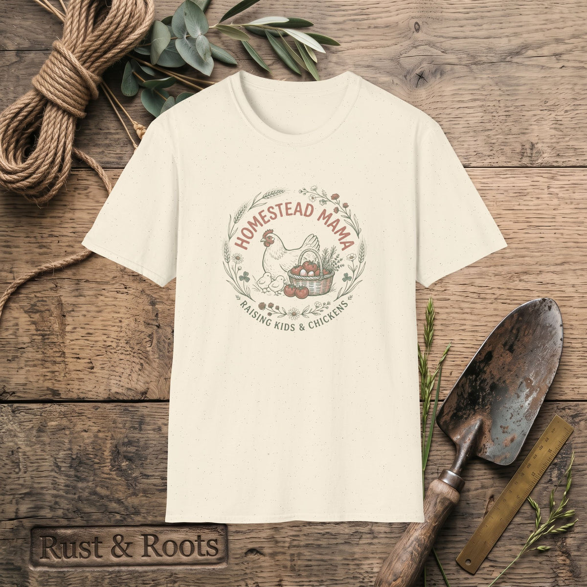 Homestead Mama T-Shirt — Farmhouse Chicken & Egg Vintage Graphic Tee