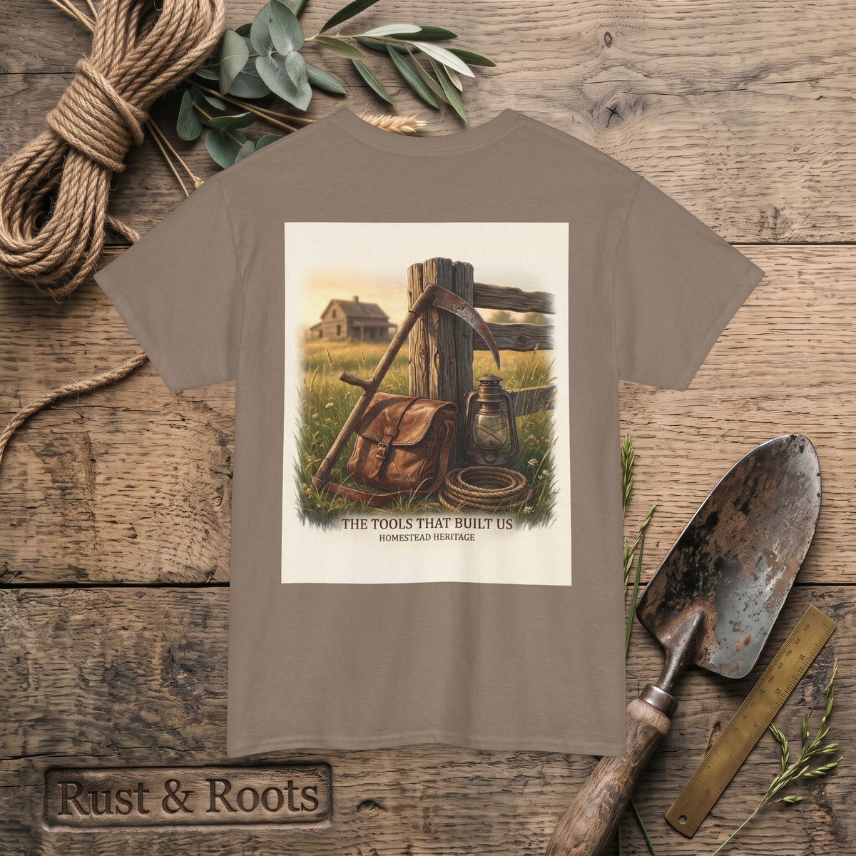 Farm Tools Graphic Tee — "The Tools That Built Us" Vintage Rural Shirt