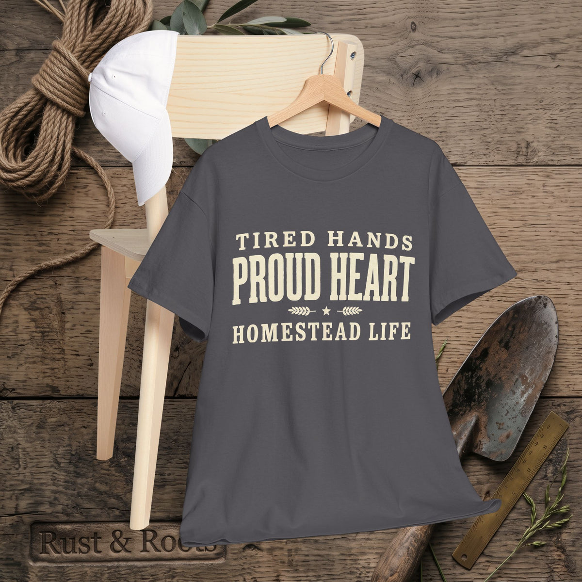 Proud Heart Tee — "Tired Hands, Proud Heart" Vintage Workwear T-Shirt