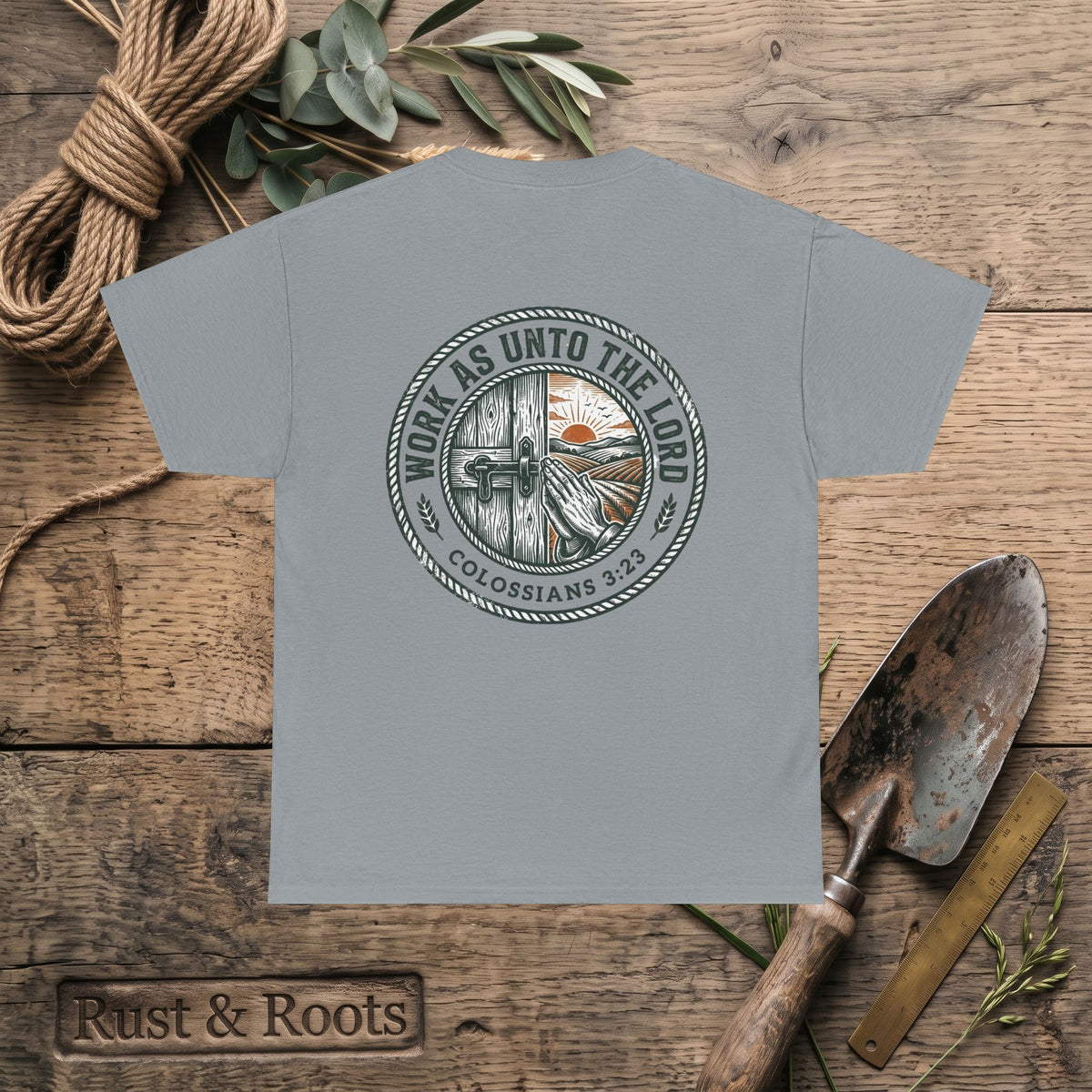 T-Shirt — “Work As Unto The Lord” Christian Faith Tee (Colossians 3:23)