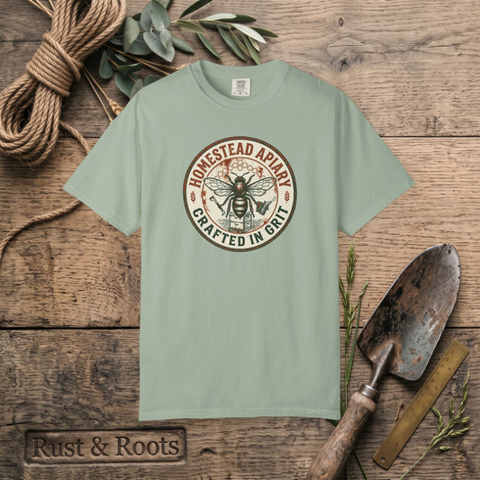 Homestead Apiary T-Shirt – Crafted in Grit Bee Logo Shirt