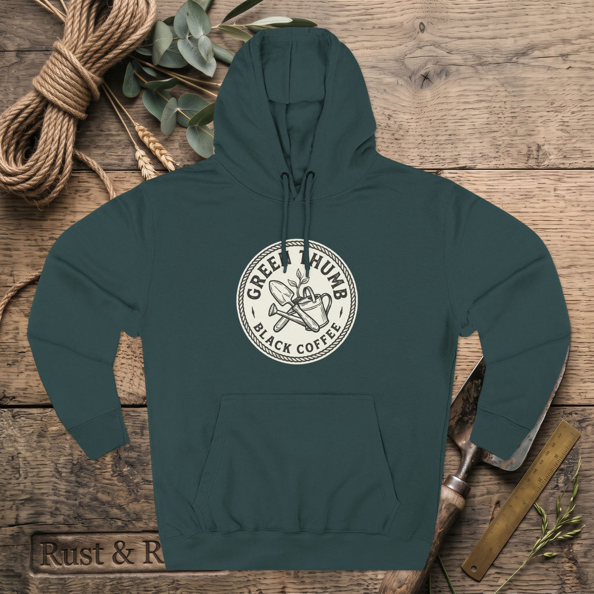 Coffee Logo Hoodie — “Green Thumb Black Coffee” Graphic Pullover