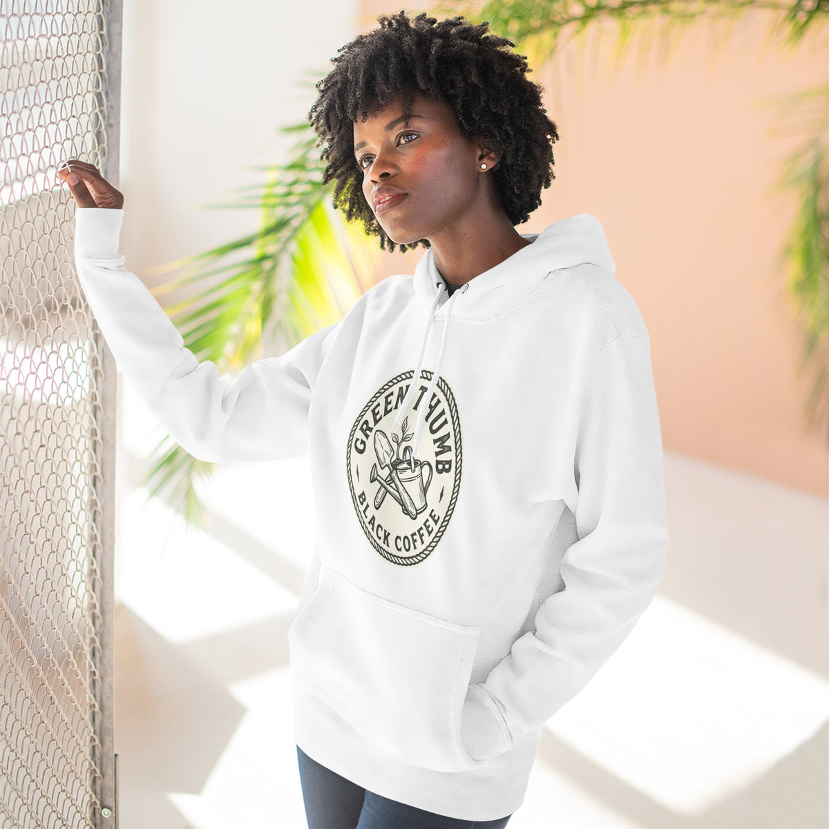 Coffee Logo Hoodie — “Green Thumb Black Coffee” Graphic Pullover
