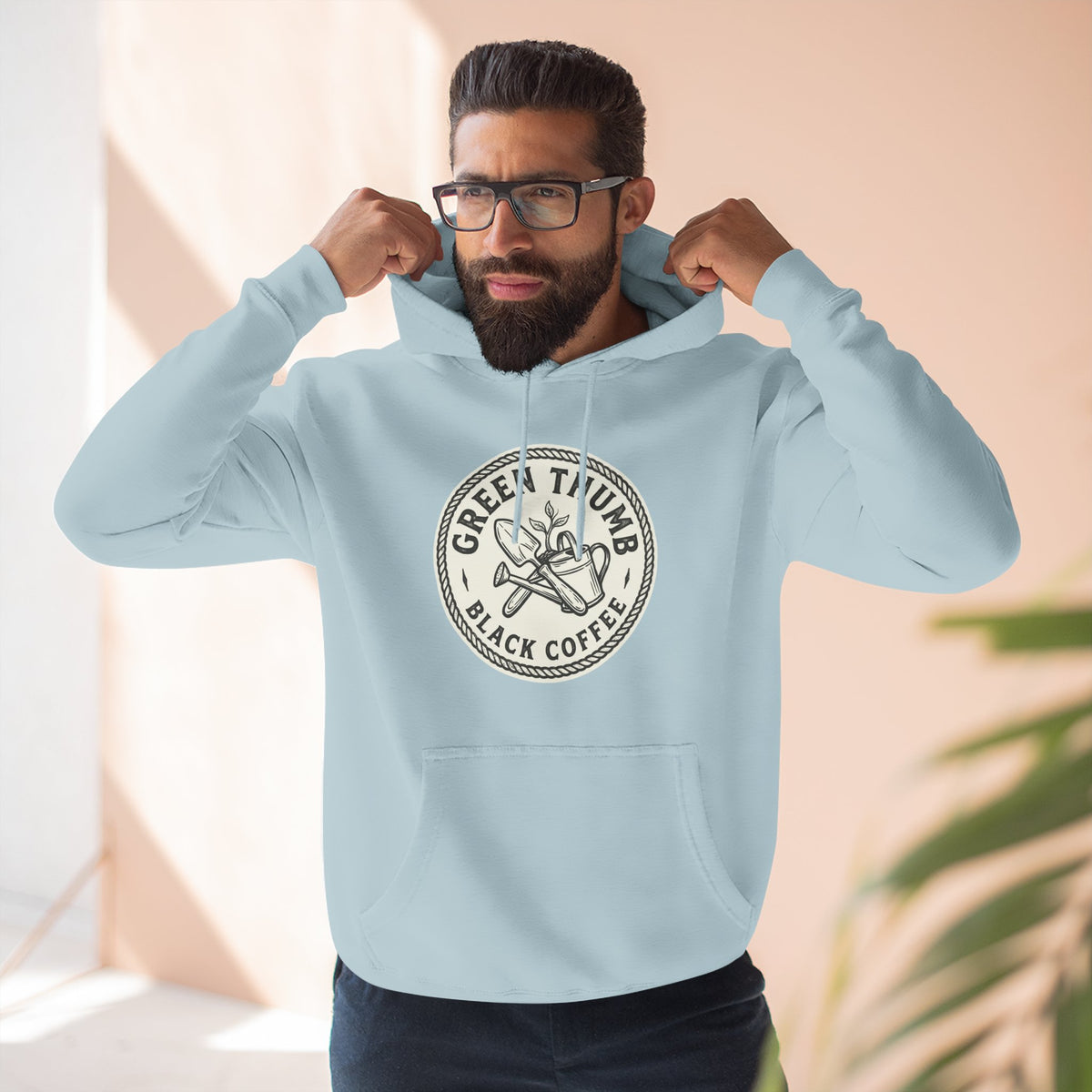 Coffee Logo Hoodie — “Green Thumb Black Coffee” Graphic Pullover