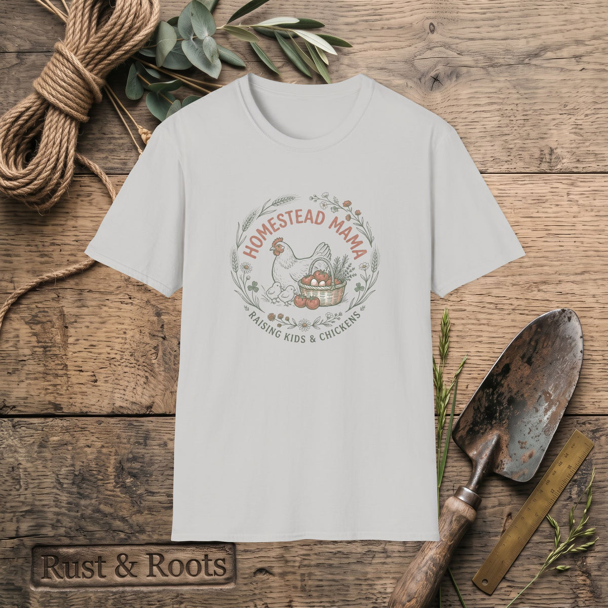Homestead Mama T-Shirt — Farmhouse Chicken & Egg Vintage Graphic Tee