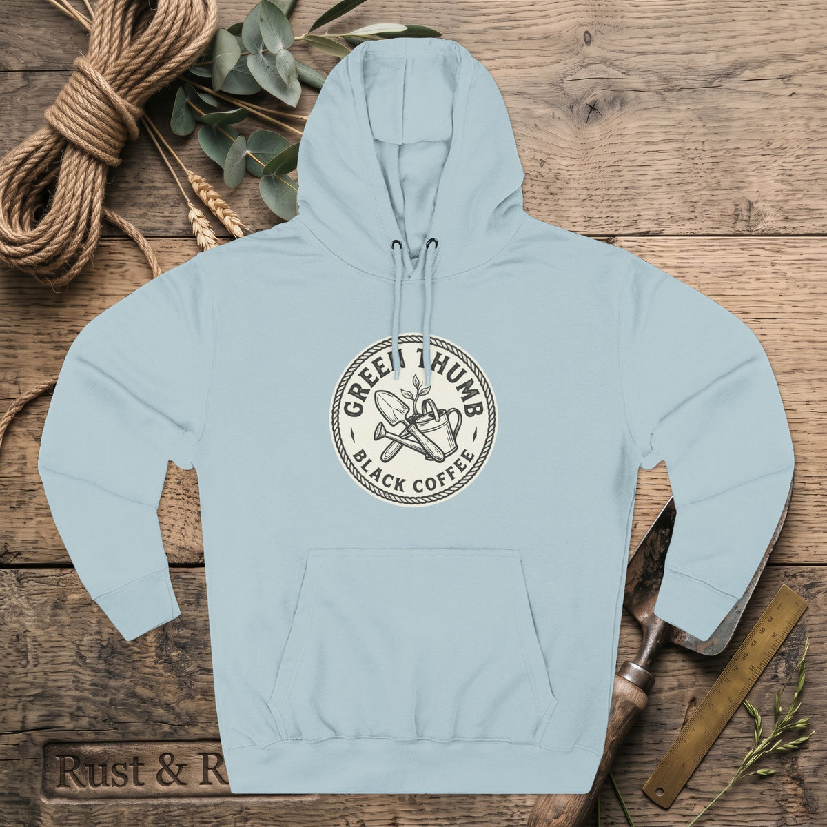 Coffee Logo Hoodie — “Green Thumb Black Coffee” Graphic Pullover