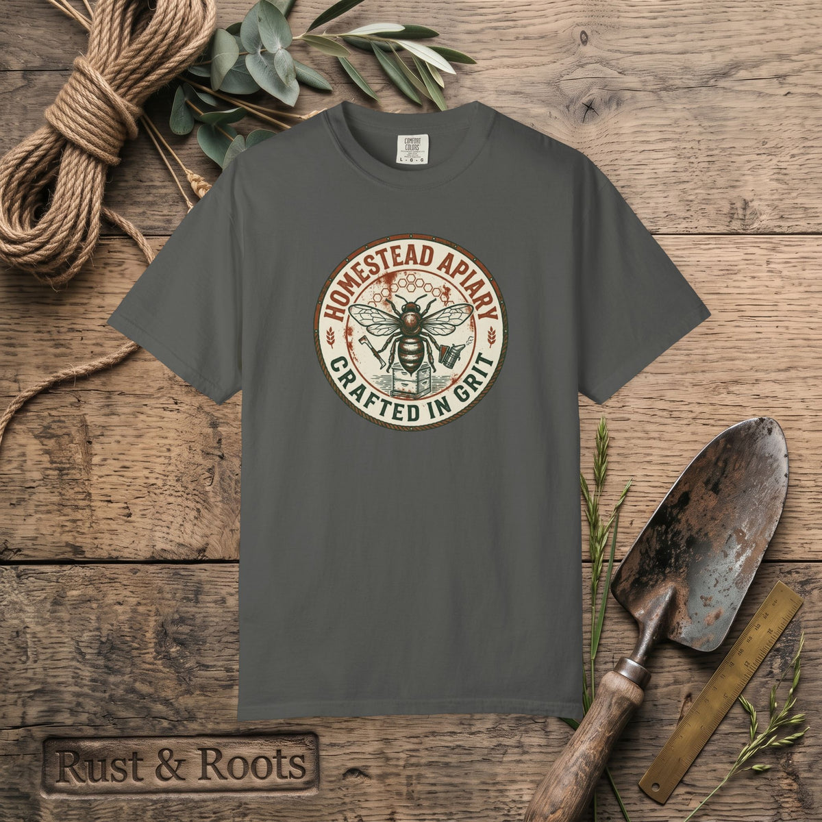 Homestead Apiary T-Shirt – Crafted in Grit Bee Logo Shirt