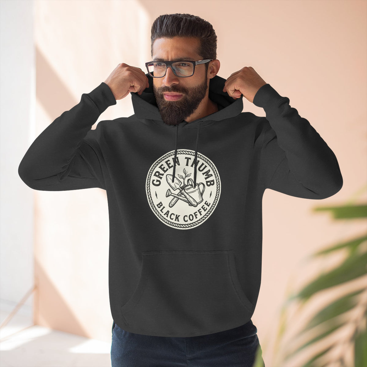 Coffee Logo Hoodie — “Green Thumb Black Coffee” Graphic Pullover